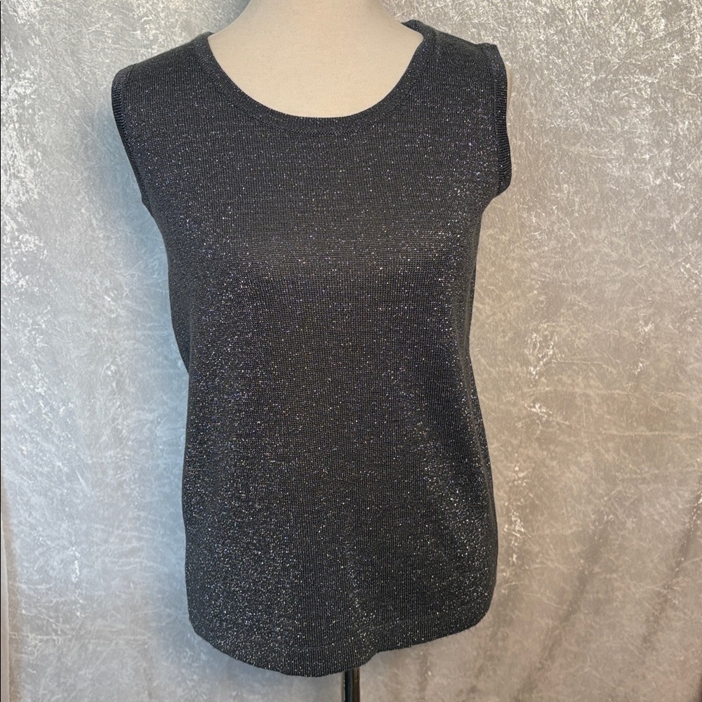 Rochelle California silver sparkly sleeveless top size M Vintage